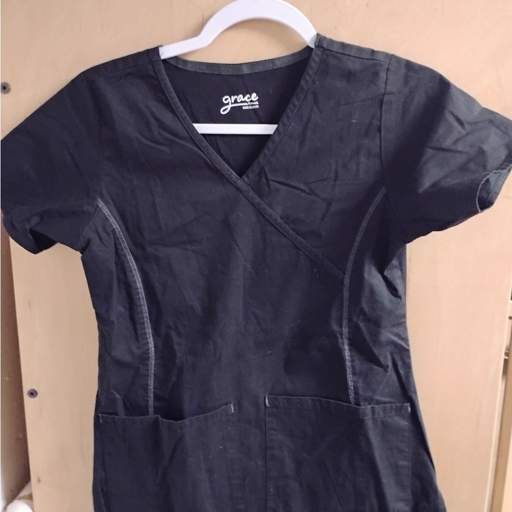 Grace Black Scrub Top